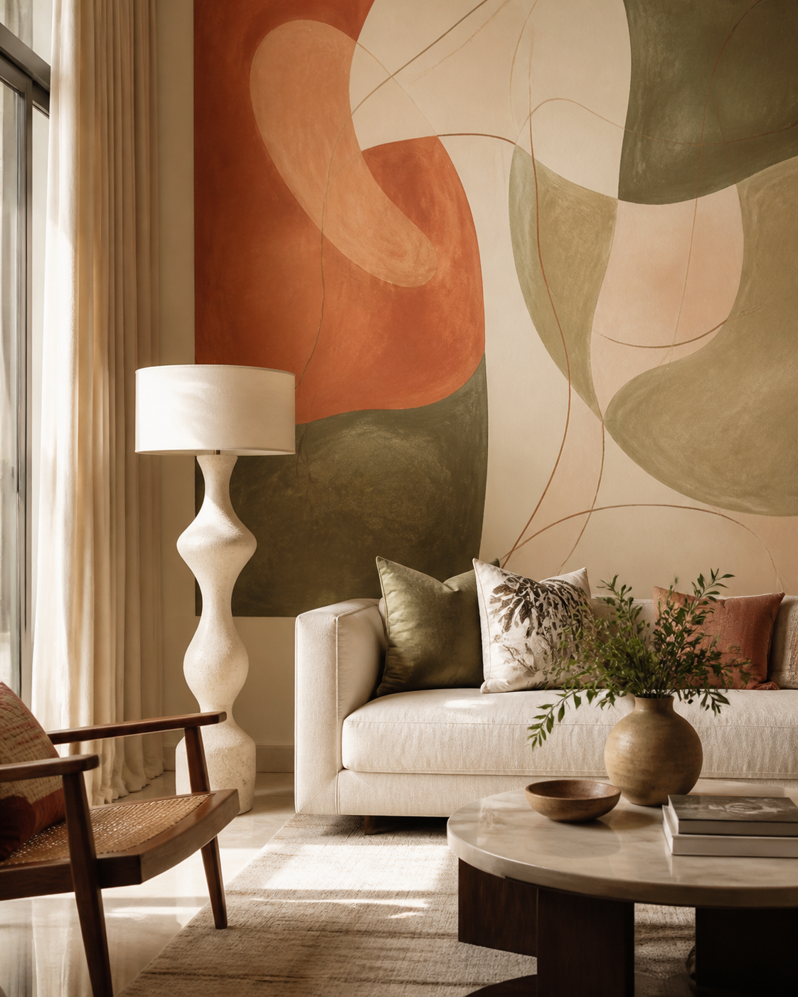 Living room feature wall artwork