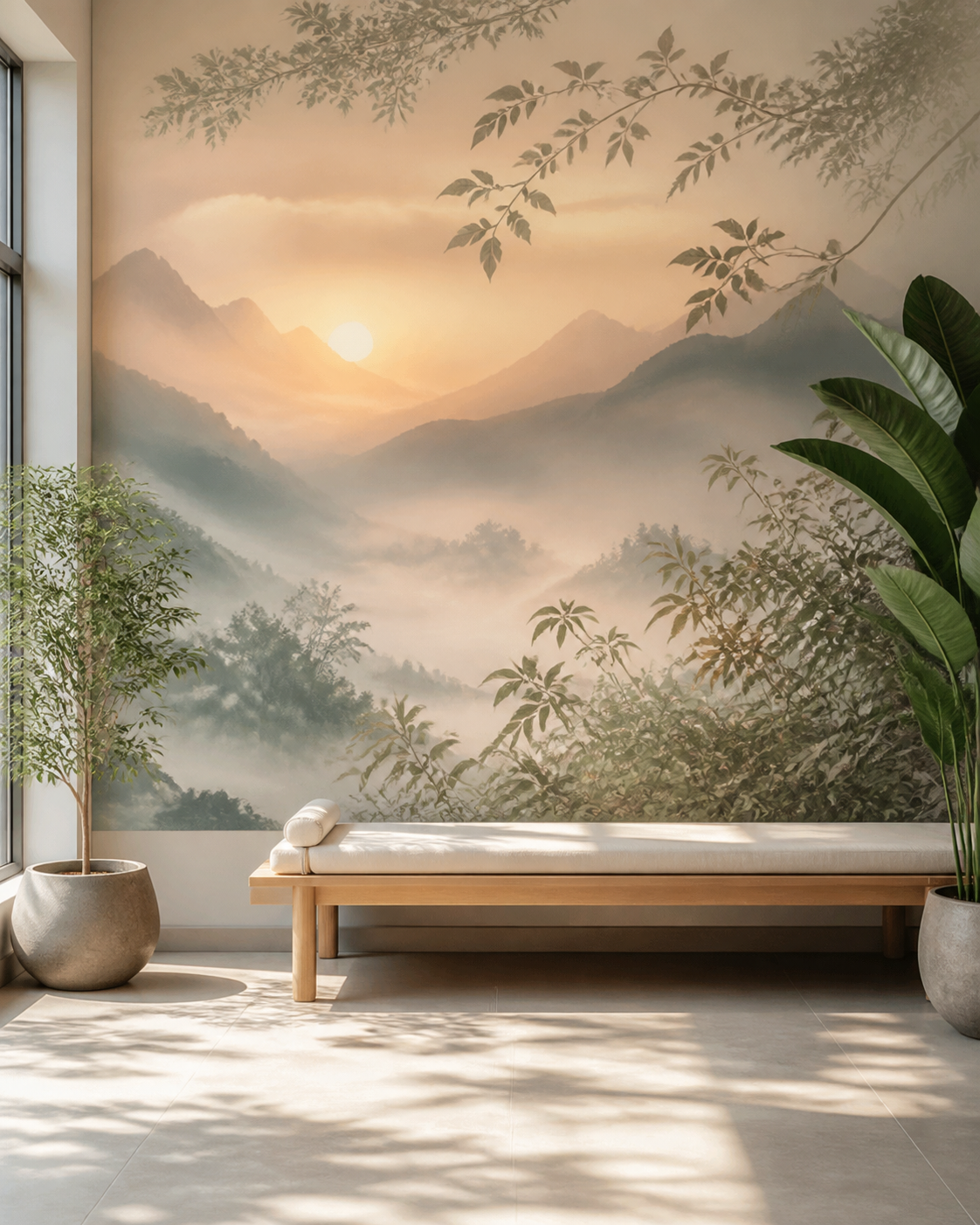 Nature inspired feature wall in a home