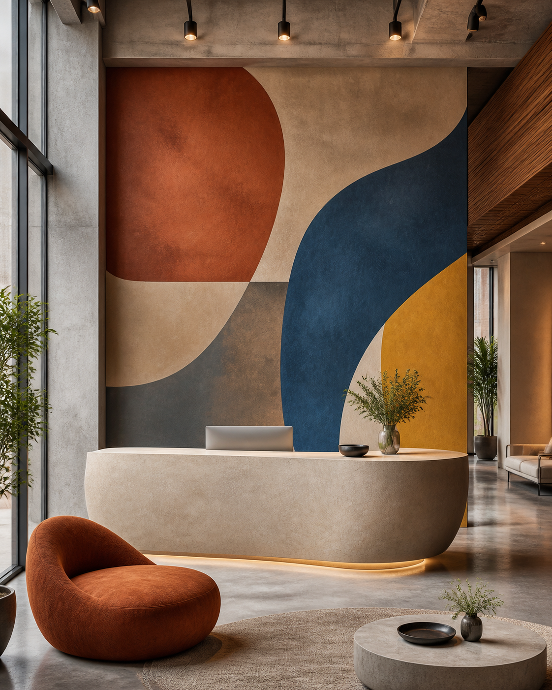 Branding reception mural for a commercial office